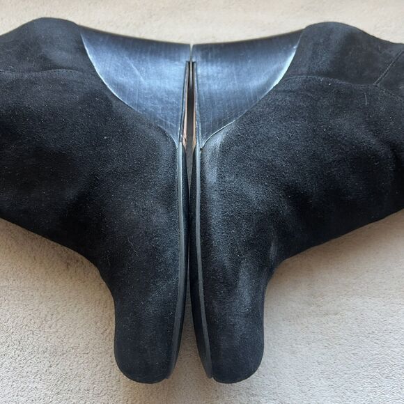 Cole Haan Cora Black Suede Wedge Heel Tall Boots Side Zip D38352 Women’s 8.5 M - Picture 10 of 16